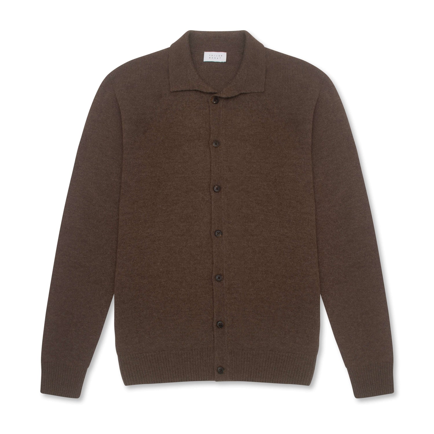 Chocolate Wool & Cashmere Polo Cardigan