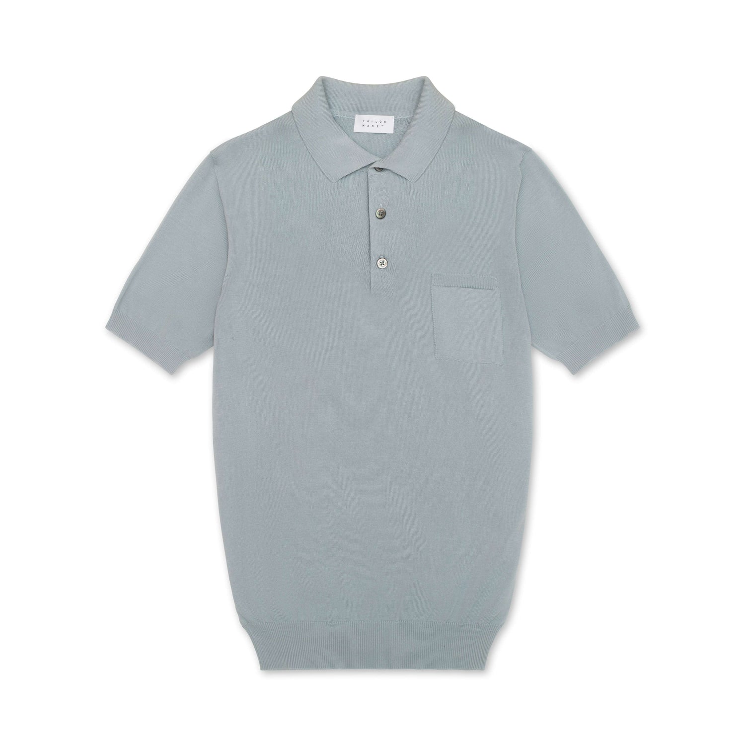 Light Blue Cotton & Silk Short Sleeve Polo
