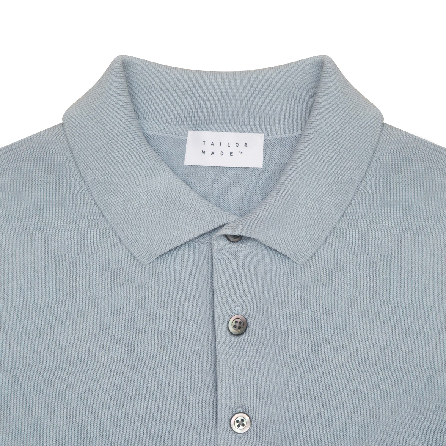 Light Blue Cotton & Silk Short Sleeve Polo