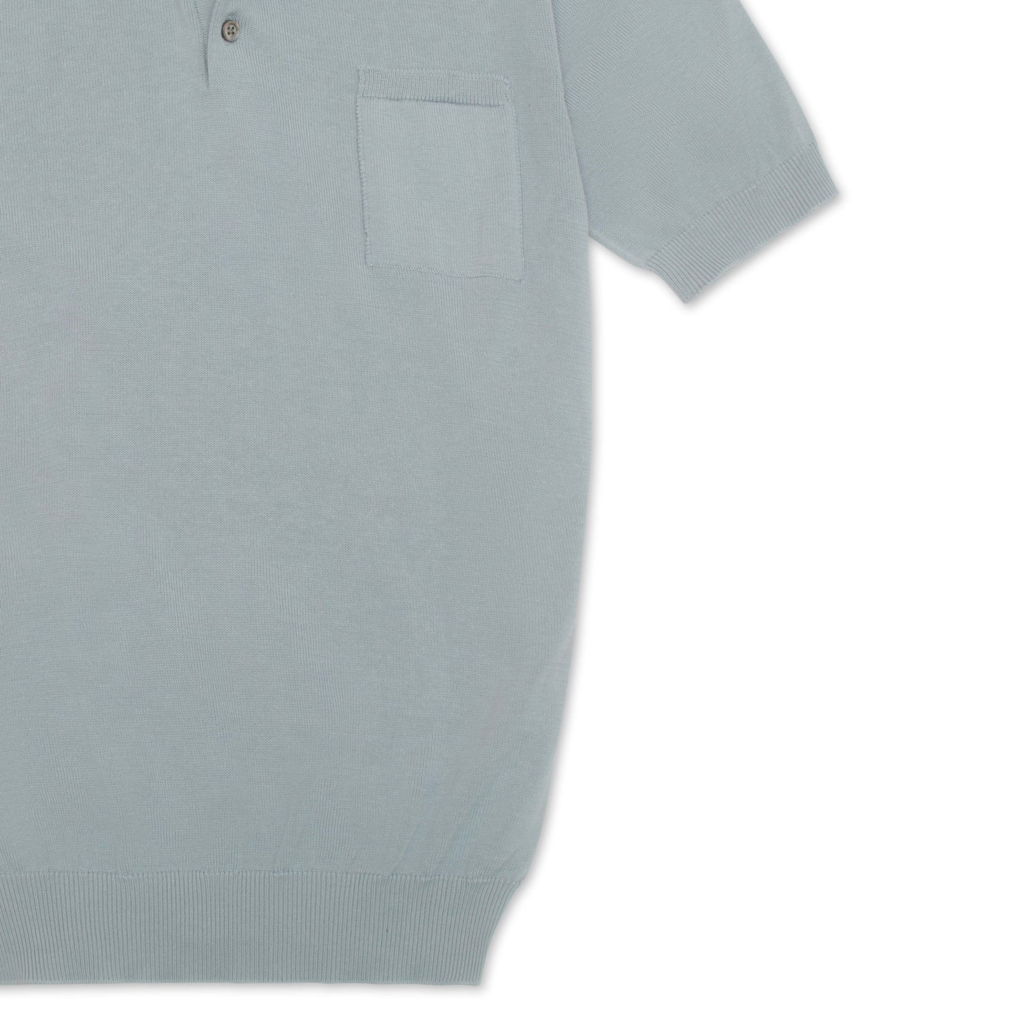 Light Blue Cotton & Silk Short Sleeve Polo