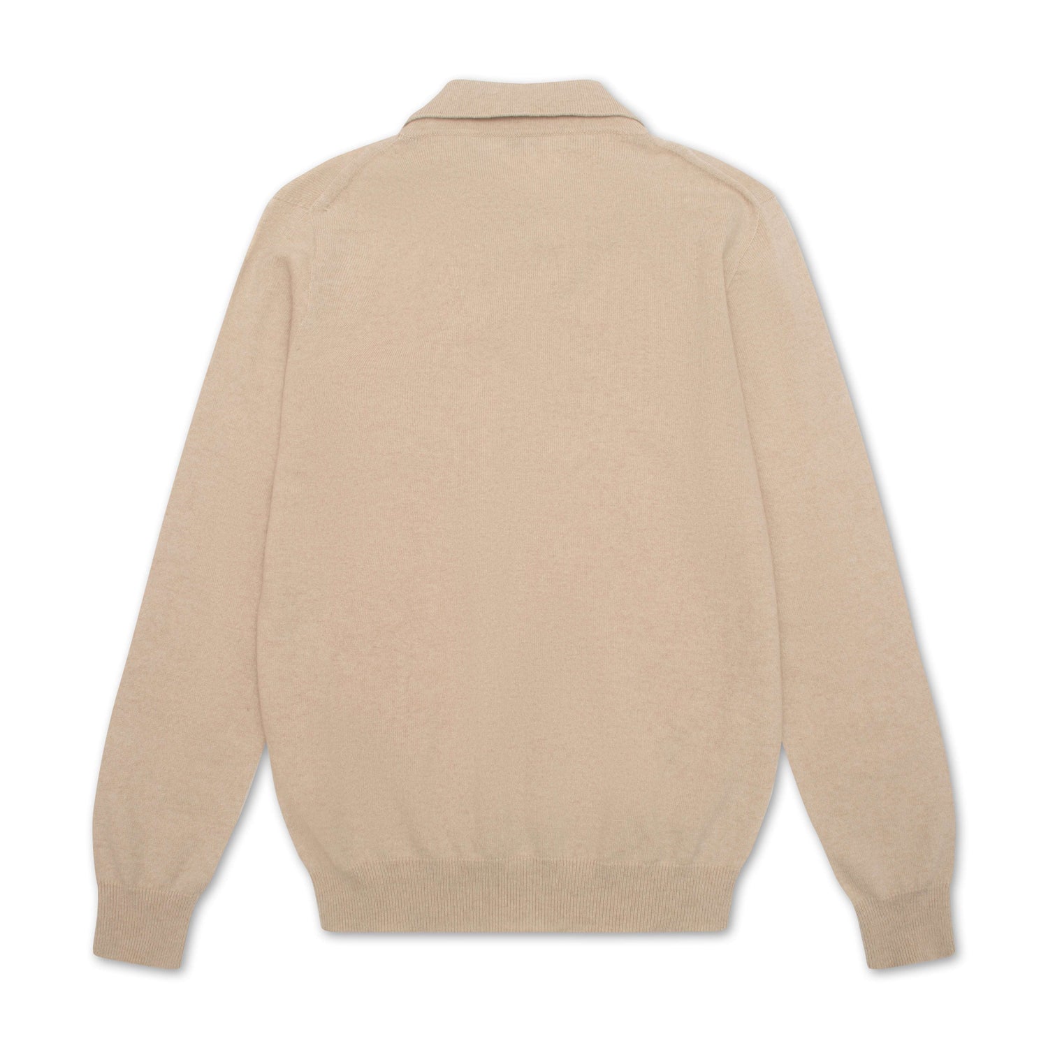 Sand Pure Cashmere Long Sleeve Polo