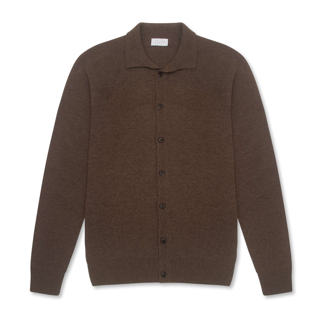 Chocolate Wool & Cashmere Polo Cardigan