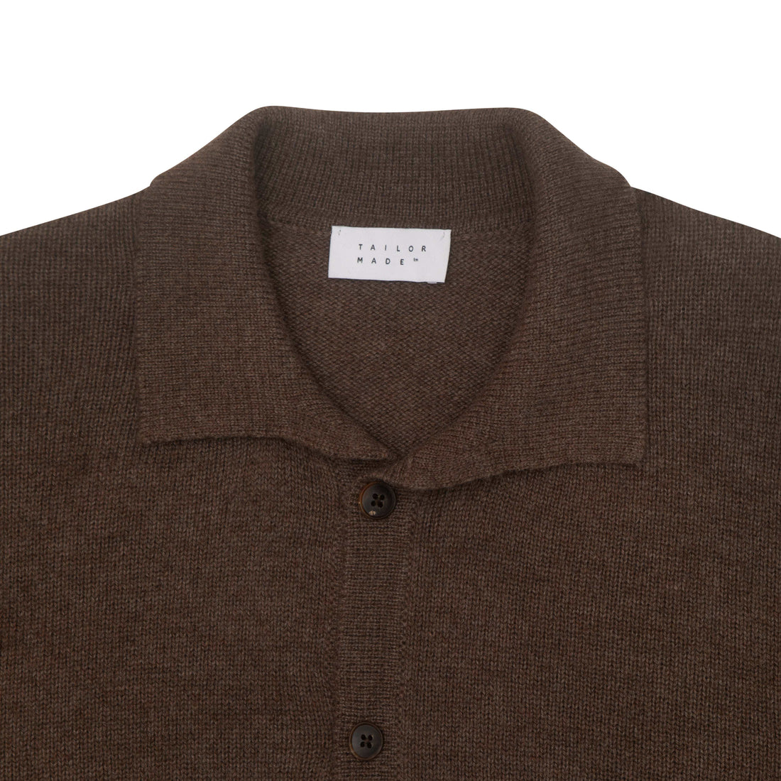 Chocolate Wool & Cashmere Polo Cardigan