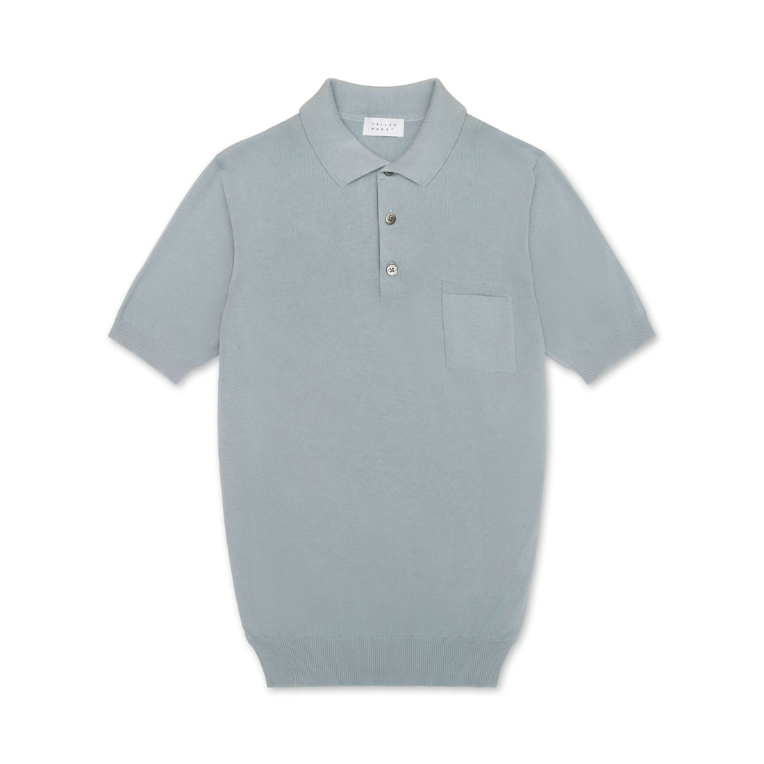 Light Blue Cotton & Silk Short Sleeve Polo