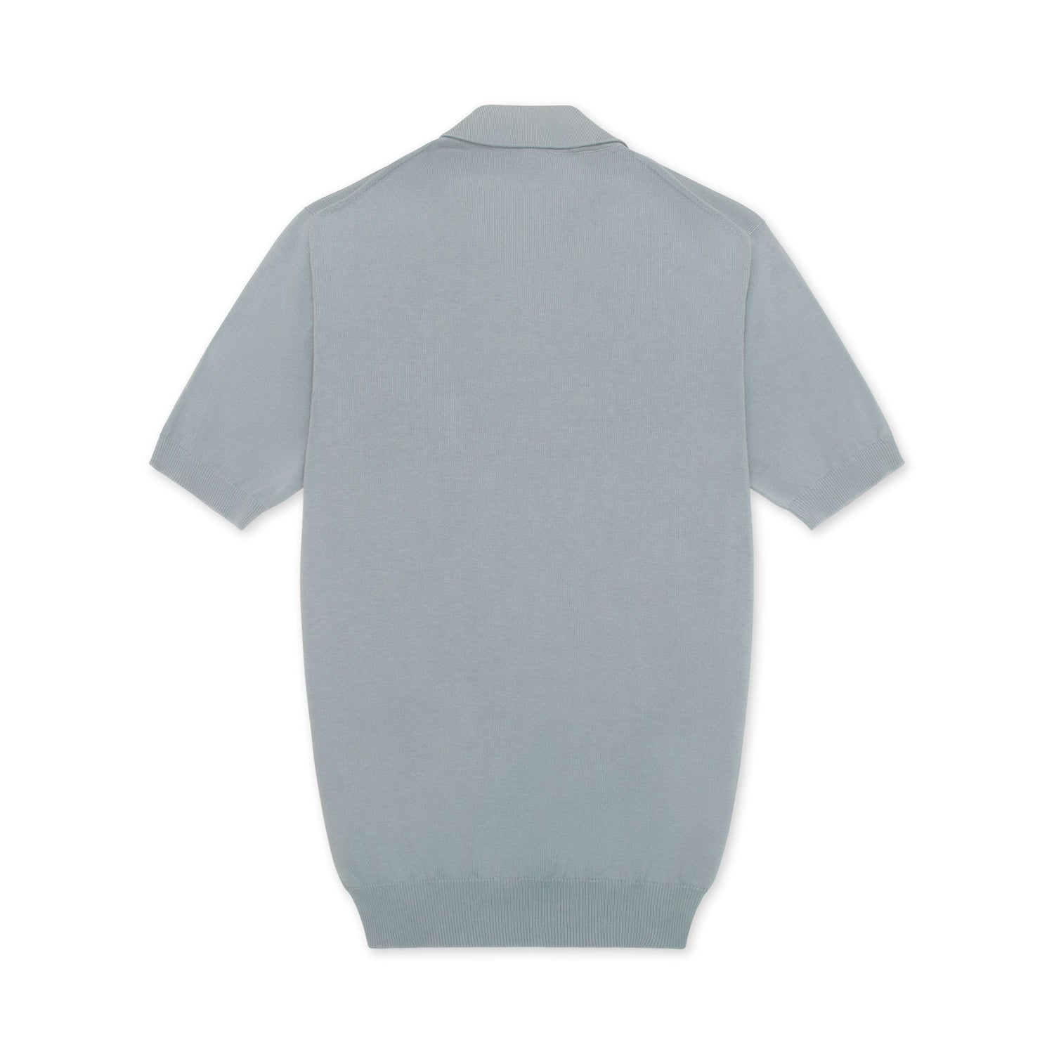 Light Blue Cotton &amp; Silk Short Sleeve Polo