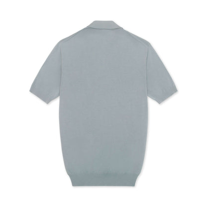 Light Blue Cotton &amp; Silk Short Sleeve Polo