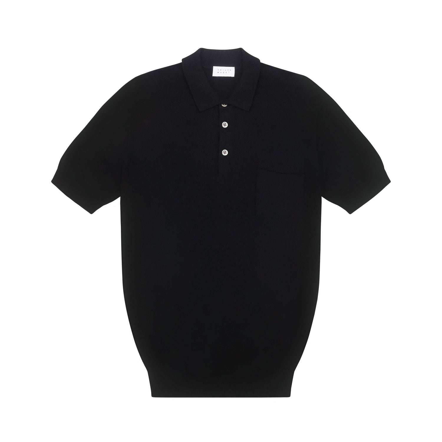 Midnight Blue Cotton &amp; Cashmere Short Sleeve Polo